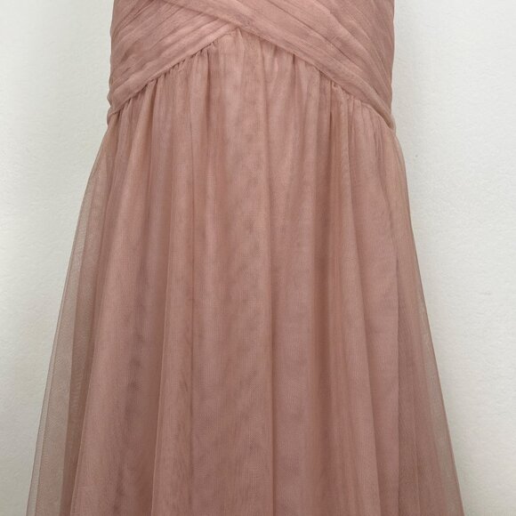 Bari Jay Dusty Rose Strapless Ruched Tulle Bridesmaid Dress Size 10 - Picture 5 of 13
